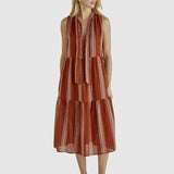 Lizzy Dress - Rust Stripe