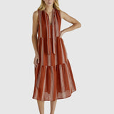 Lizzy Dress - Rust Stripe