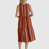 Lizzy Dress - Rust Stripe