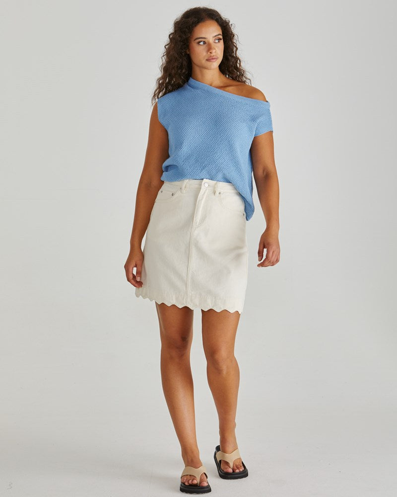 Scallop Denim Skirt