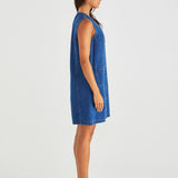 Sabine Denim Vest Dress - Mid Blue Wash