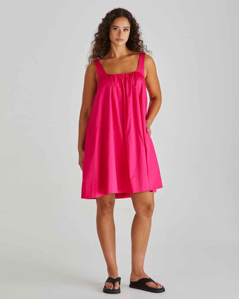 strapless open back dress Ellis Mini Baby Doll Dress - Hot Pink | Sass Clothing