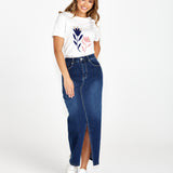 Emerald Denim Maxi Skirt - 78 Wash