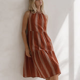 Lizzy Dress - Rust Stripe