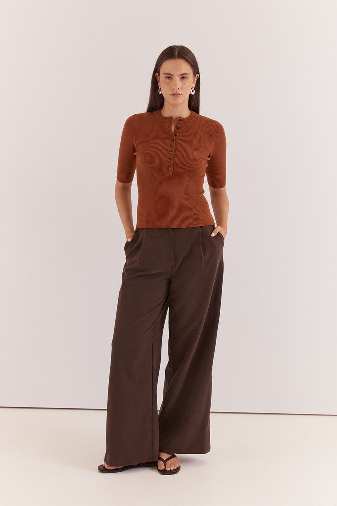 Lilee Rib Knit - Cognac | Sass Clothing | Melbourne Designed