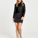 Jovie Cropped Biker Jacket - Black