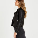 Jovie Cropped Biker Jacket - Black