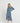 Luna Balloon Sleeve Midi Dress with Leg Split - Blue Animal