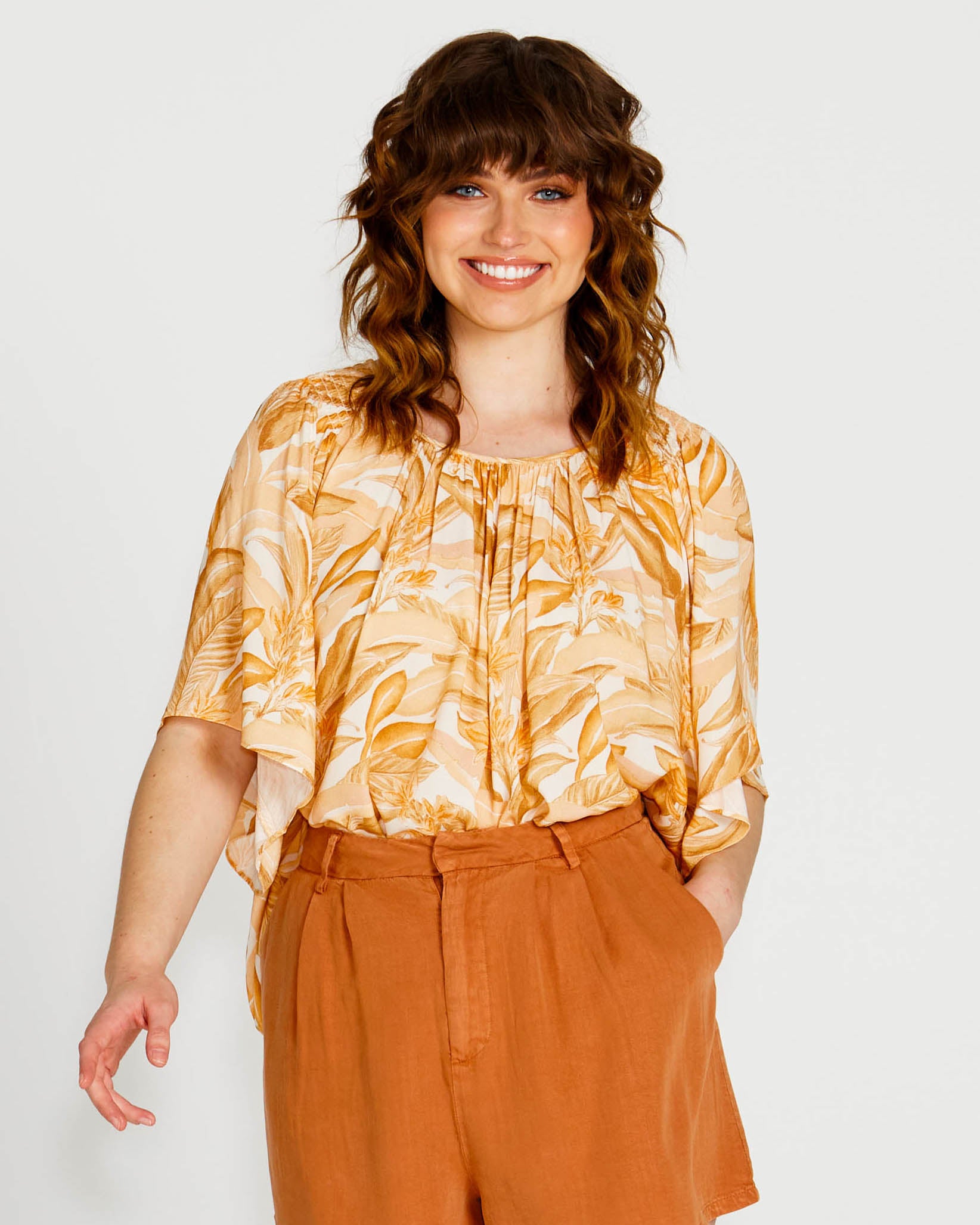 Portia Tunic Smock Top Palm Springs Yellow Sass Clothing