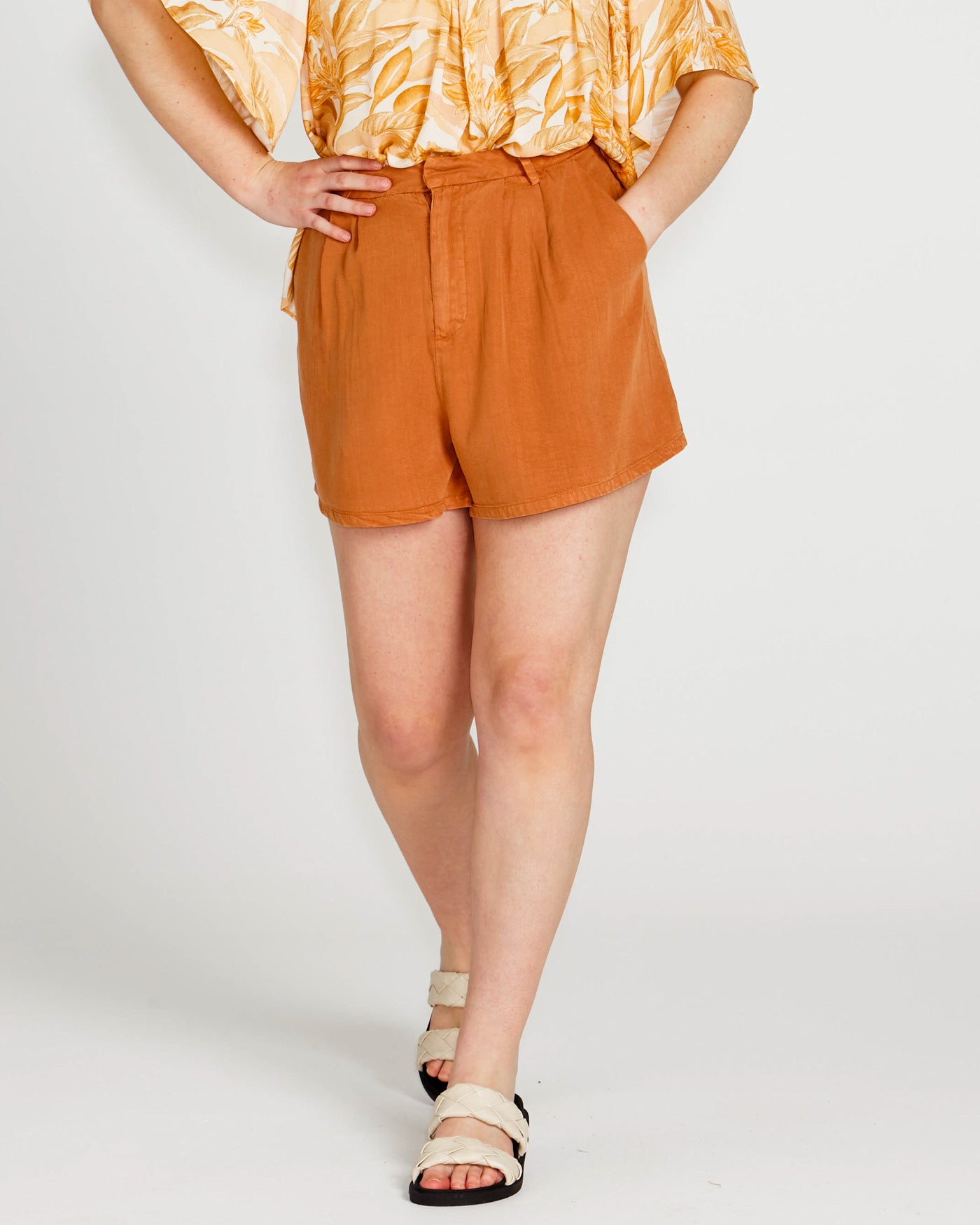 Tan high waisted shorts shop