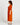 Francesca Puff Sleeve Tie Front Linen-Blend Midi Dress - Rust Orange