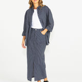 Liberty Maxi Skirt - Navy White Stripe