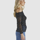 Lauretta Mesh Top - Black Ditsy