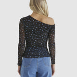 Lauretta Mesh Top - Black Ditsy