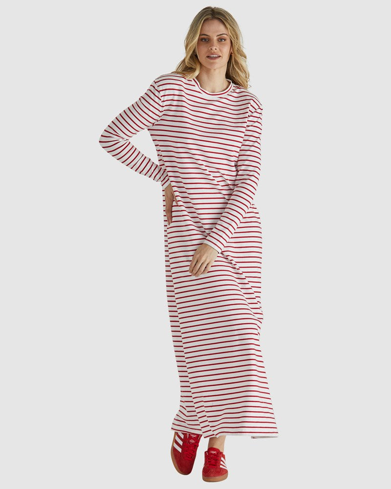 Alma Dress - White/Red