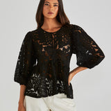 Hilde Peplum Blouse - Black