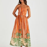 Mina Strapless Dress - Palm Stripe