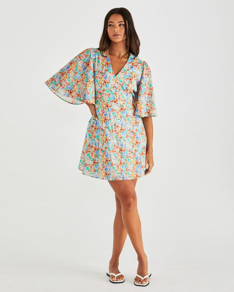Kimono Indiano Da Donna In Cotone, Floreale Celeste, Maxi Abito Da Notte Con Cintura E Tasche, Vintage