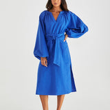 Jana Obi Belt Dress - Bright Blue