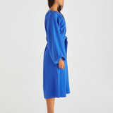 Jana Obi Belt Dress - Bright Blue