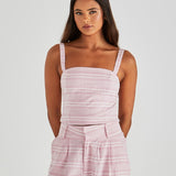 Lea Crop Top - Pink Stripe