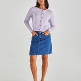 Vale Scalloped Denim Skirt - Mid Blue Wash