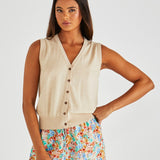 Leo Knit Vest - Oatmeal