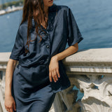 Jasper Satin Shirt - Navy