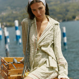 Nerida Trim Short - Olive Cream Stripe