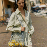 Nerida Trim Shirt - Olive Cream Stripe