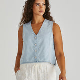 Sabine Denim Vest - Bleach
