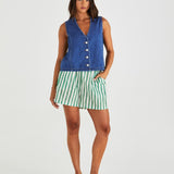 Sabine Denim Vest - Mid Blue Wash