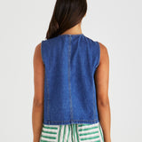 Sabine Denim Vest - Mid Blue Wash