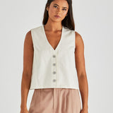 Sabine Denim Vest - Parchment Wash
