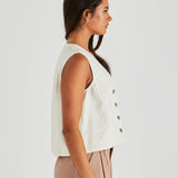 Sabine Denim Vest - Parchment Wash