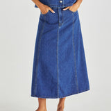 Sabine Denim Skirt- Mid Blue Wash