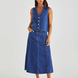 Sabine Denim Skirt- Mid Blue Wash