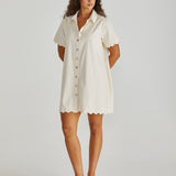 Vale Scalloped Denim Dress - Parchment