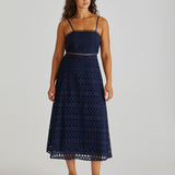 Kali Broderie Dress - Navy