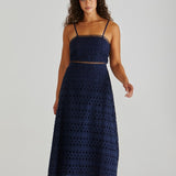 Kali Broderie Dress - Navy