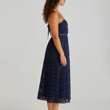 Kali Broderie Dress - Navy