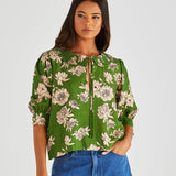 Antonie Pleated Blouse - Moonflower
