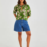 Antonie Pleated Blouse - Moonflower