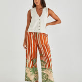 Mina Elasticated Pant - Palm Stripe