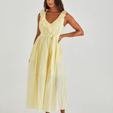 Lilla Ruffled Neck Dress - Butter Yellow