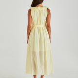 Lilla Ruffled Neck Dress - Butter Yellow