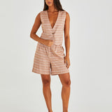 Lea Vest - Terracotta Stripe