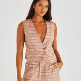 Lea Vest - Terracotta Stripe