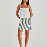 Nevada Skirt - Cream Black Stripe