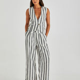 Nevada Vest - Cream Black Stripe